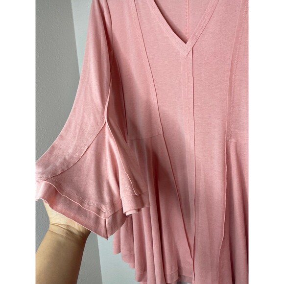 Easel Pink Flowy Tunic Top Women’s Small Boho Swing V-Neck - Picture 5 of 6